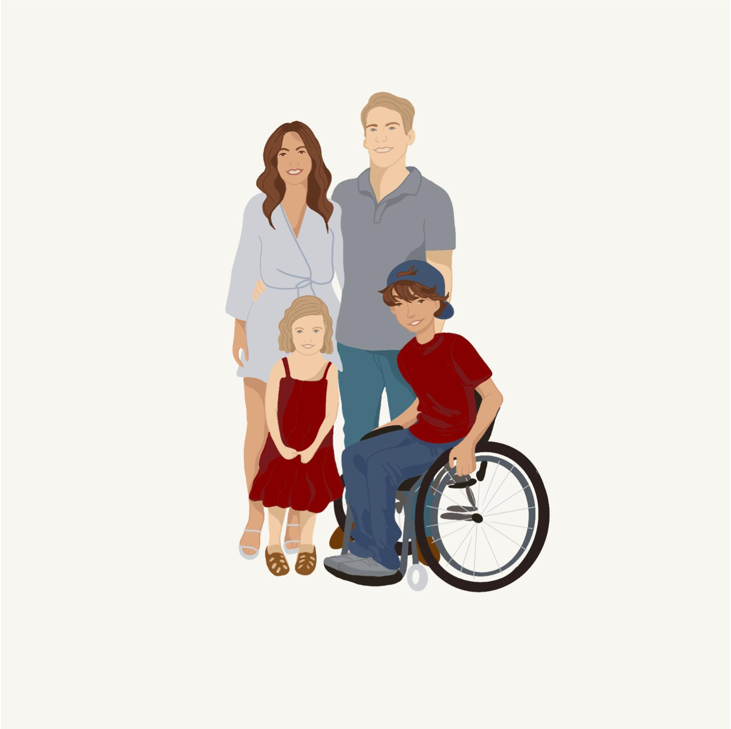 Familie mit Kind im Rollstuhl
