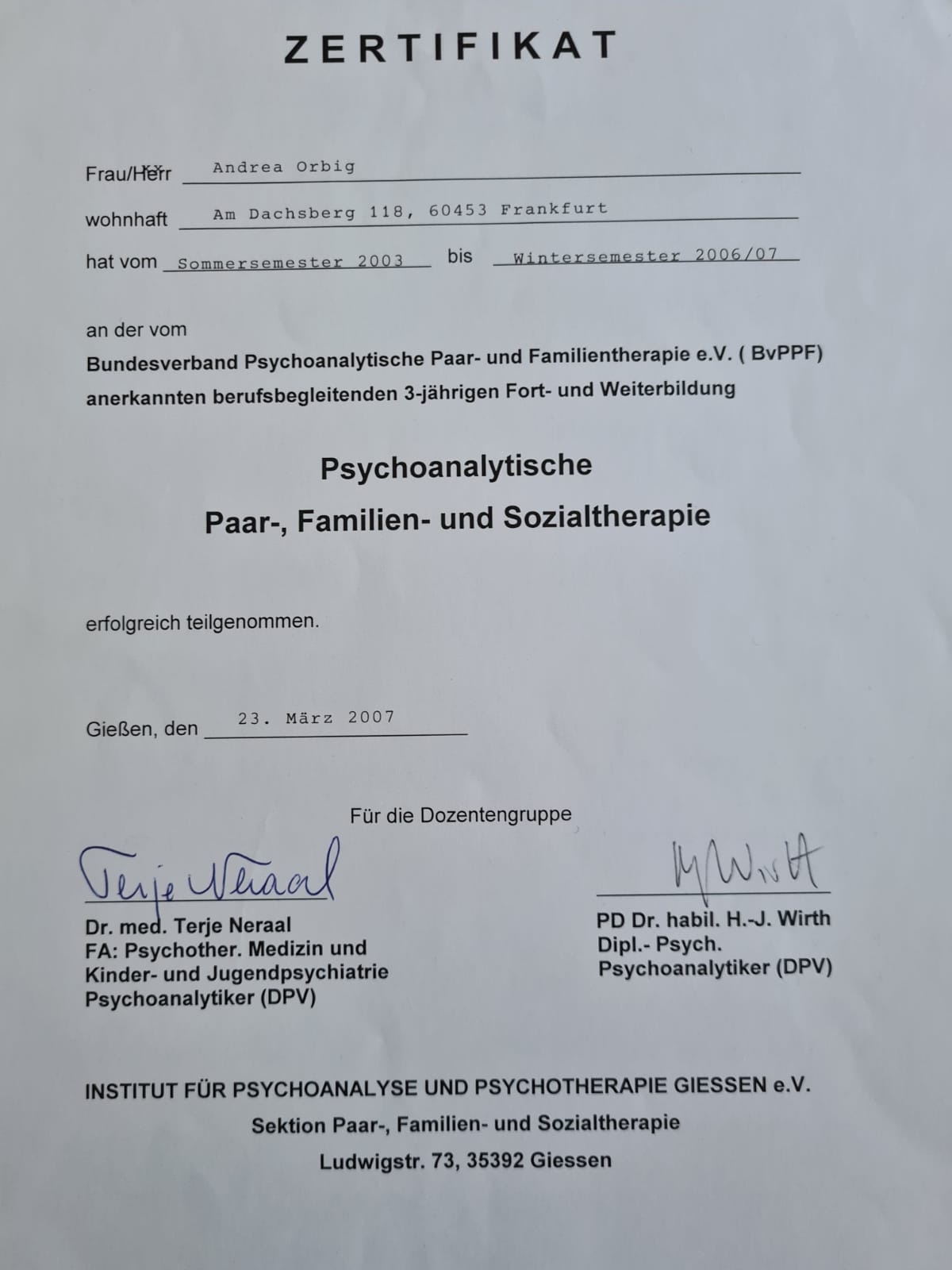 Zertifikat Psychoanalytische-Paar-Familien-und-Sozialtherapie